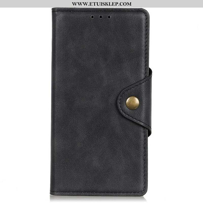 Etui Folio do iPhone 13 Pro Max Guzik Ze Sztucznej Skóry